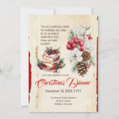 Invitation Festive Foliage Vintage Pine Cône Fleur Noël (Devant)