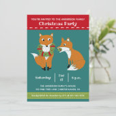 Invitation Festive Foxes Soirée de Noël (Debout devant)