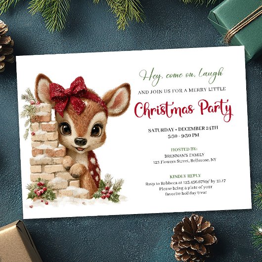 Invitation Festive funny reindeer holiday invite download