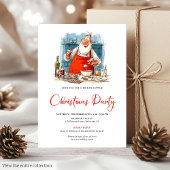 Invitation Festive Funny Santa Claus Watercolor Holiday
