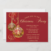 Invitation Festive Gold Balls Red Company Fête de Noël (Devant)