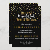Invitation Festive Gold Confetti Dots Noël (Devant / Derrière)