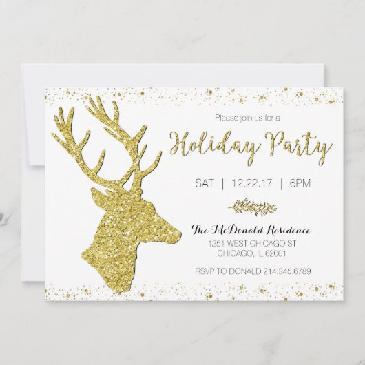 Invitation Festive Gold Deer (Devant)
