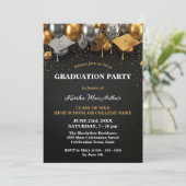 Invitation Festive Gold et Silver Accents Graduation Party (Debout devant)