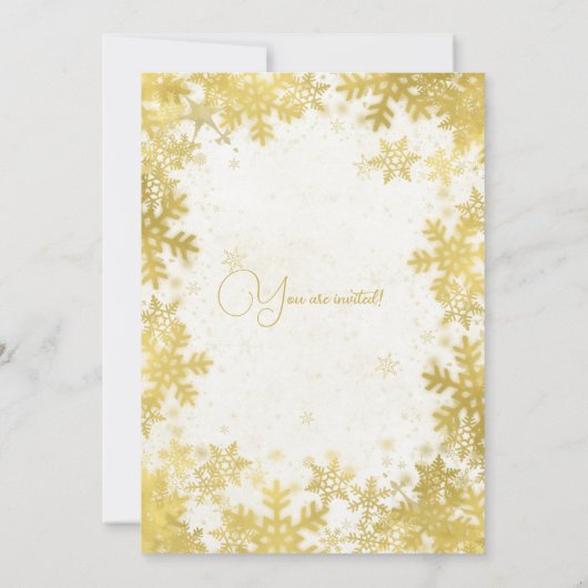 Invitation Festive Gold Faux Foil Fnowflakes fête de Noël (Dos)