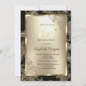 Invitation Festive Gold Frame,Floral Damask 60th Birthday  (Devant)