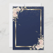 Invitation Festive Gold Frame Marine Blue Flowers Retraite (Dos)