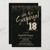 Invitation Festive Gold Surprise 18th Birthday Party (Devant / Derrière)
