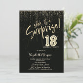 Invitation Festive Gold Surprise 18th Birthday Party (Debout devant)