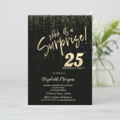 Invitation Festive Gold Surprise 25th Birthday Party (Debout devant)