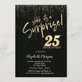 Invitation Festive Gold Surprise 25th Birthday Party (Devant)