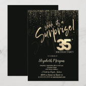 Invitation Festive Gold Surprise 35th Birthday Party (Devant / Derrière)