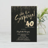 Invitation Festive Gold Surprise 40th Birthday Party (Debout devant)