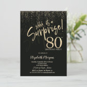 Invitation Festive Gold Surprise 80th Birthday Party (Debout devant)