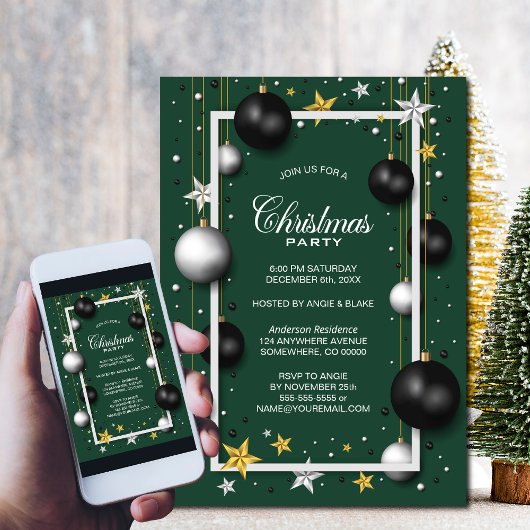 Invitation Festive Green Christmas Party