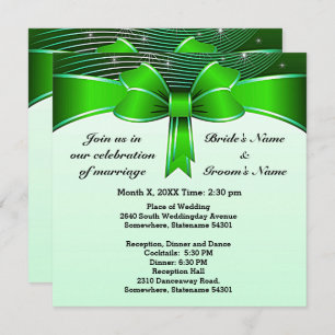 Invitation Festive Green Ribbon Mariage de 5,25 po