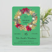 Invitation Festive Green Wreath Fête Mignonne Élégante (Debout devant)