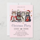 Invitation  Festive Holiday Cat | Cute Christmas Cats Party   (Devant)