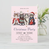 Invitation  Festive Holiday Cat | Cute Christmas Cats Party   (Debout devant)