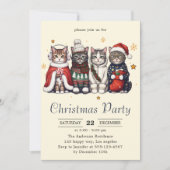 Invitation Festive Holiday Cat | Cute Christmas Cats Party (Devant)