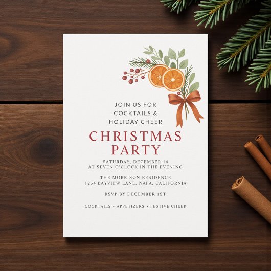 Invitation Festive Holiday Christmas Party Botanical 