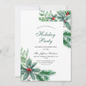 Invitation Festive Holly Berry Branch Fête de Noël (Devant)