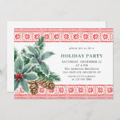 Invitation Festive Holly Berry Branch Noël de vacances (Devant / Derrière)