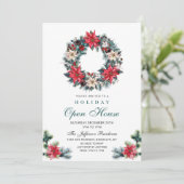 Invitation Festive Holly Berry Christmas Holiday Open House (Debout devant)