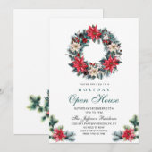 Invitation Festive Holly Berry Christmas Holiday Open House (Devant / Derrière)