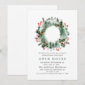 Invitation Festive Holly Berry Christmas Holiday Open House (Devant / Derrière)
