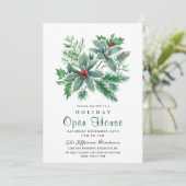 Invitation Festive Holly Berry Christmas Holiday Open House (Debout devant)