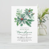 Invitation Festive Holly Berry Christmas Holiday Open House (Debout devant)