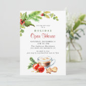 Invitation Festive Holly Berry Christmas Holiday Open House (Debout devant)