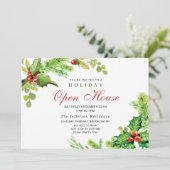Invitation Festive Holly Berry Christmas Holiday Open House (Debout devant)