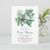 Invitation Festive Holly Berry Christmas Holiday Open House (Debout devant)