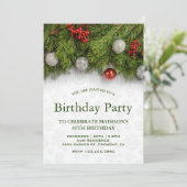 Invitation Festive Holly Berry et Pine Noël Anniversaire (Debout devant)