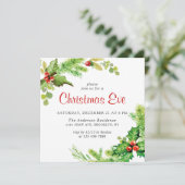 Invitation Festive Holly Berry Fête de Noël (Debout devant)