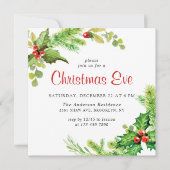 Invitation Festive Holly Berry Fête de Noël (Devant)