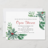 Invitation Festive Holly Berry Holiday Christmas Open House (Devant)