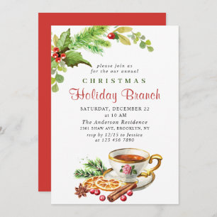 Invitation Festive Holly Berry Noël