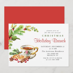 Invitation Festive Holly Berry Noël