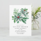 Invitation Festive Holly Berry Noël VACANCES BRUNCH (Debout devant)