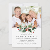 Invitation Festive Holly Berry PHOTO Fête de Noël (Devant)