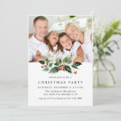 Invitation Festive Holly Berry PHOTO Fête de Noël (Debout devant)