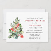 Invitation Festive Holly Berry Tree VACANCES BRUNCH NOËL (Devant)