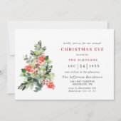 Invitation Festive Holly Berry Tree VACANCES NOËL EVE (Devant)