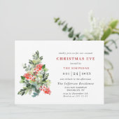 Invitation Festive Holly Berry Tree VACANCES NOËL EVE (Debout devant)