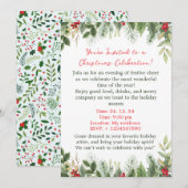 Invitation Festive Holly Christmas (Devant / Derrière)