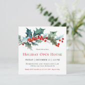 Invitation Festive Holly et Berries Holiday Open House (Debout devant)
