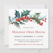 Invitation Festive Holly et Berries Holiday Open House (Devant)